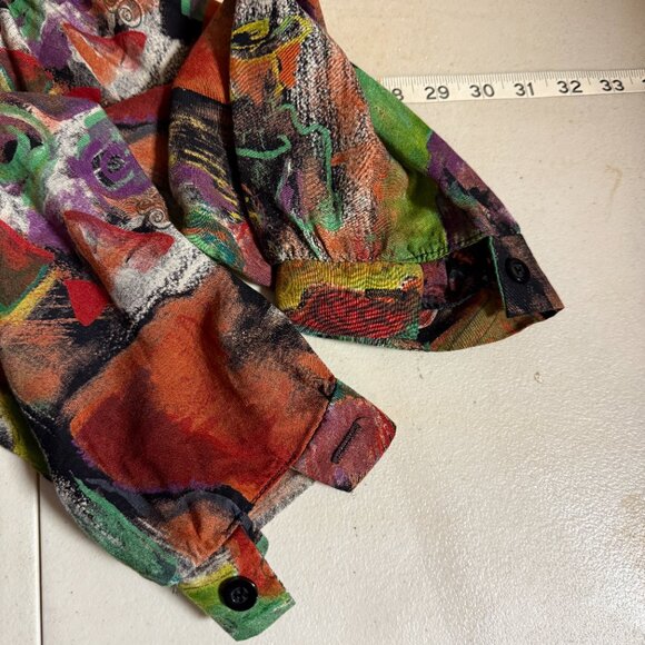 Jeri Marque Vintage Abstract Button-Up Blouse – Size 22 – Bold Multicolor Art - Picture 10 of 10